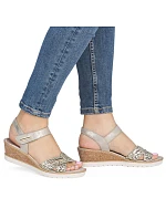 Dámské kožené páskové sandály zlaté Remonte R6266-90