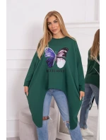 Oversize halenka s potiskem tmavě zelená Oversize halenka s potiskem tmavě zelená