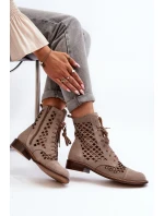 Děrované kožené botky Zazoo 2695 Beige