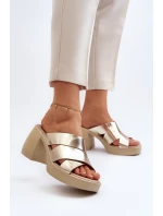 Zazoo 40373 Kožené Klapky Na Podpatku Zlaté