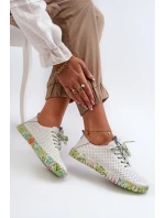 Dámské kožené polobotky se šněrováním bílé Farnalea