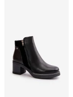 Dámské Botky Z Eko Kůže Na Podpatku Zateplené Černé Revianna