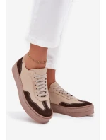 Kožené dámské tenisky na platformě Zazoo N1269S2 béžové