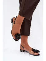 Průhledné sandály na nízkém podpatku s kamínky a ozdobou D&A MR52-230 Černé