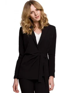 K056 Sako s páskem na zavazování - černé