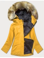 Žlutá dámská zimní zimní bunda s kapucí (j9-066)