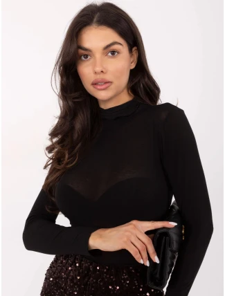 Vypasovaná černá halenka s rolákem a s přídavkem kašmíru (21819) Vypasovaná černá halenka s rolákem a s přídavkem kašmíru (21819)