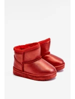 Dětské sněhule s kožešinou Červené Scooby