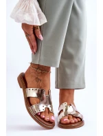 Zazoo 40326 Dámské žabky s ozdobnými výřezy Zlaté