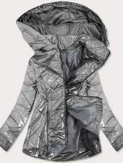Stříbrná lesklá prošívaná dámská bunda (B9573)
