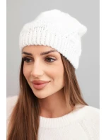 Dámská zimní čepice vlněná s jemným vzorem K460 bílá
