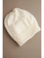 Zimní dámská čepice akrylová s ozdobným pletením K462 ecru