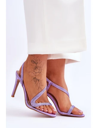 Elegantní nazouvací sandály na vysokém podpatku fialové Colima