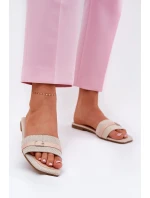 Ploché Dámské Pantofle S Páskem A Sponou Béžové Zilina