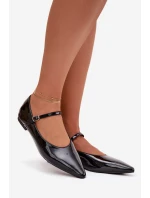 Dámské lakované baleríny s páskem Jarelle – černé