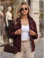 Dámská semišová bomberka v barvě bordó od FashionStreet TY5915 Dámská semišová bomberka v barvě bordó od FashionStreet TY5915