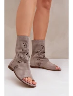 Zazoo 3437 Dámské Semišové Sandály S Hřebínkem Na Zip Beige