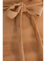 569-1 Semišová sukně s vázáním - karamelová barva