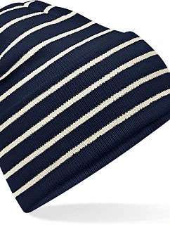 Beechfield B 39R Pletená čepice s pruhy a manžetou 53.039R french navy/soft white
