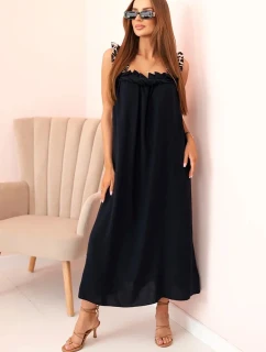 Dámské šaty s ramínky s leopardím potiskem námořnická modř