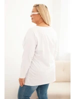 Dámská blůza Plus Size bavlněná s kulatým výstřihem bílá