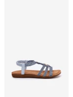 Dámské Ploché Sandály S Pletenými Pásky Modré Artiker 56C1325