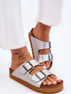 Klasické dámské pantofle Big Star LL274476 Stříbré