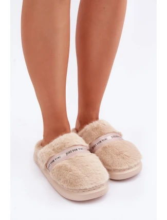 Kožené pantofle s ozdobným páskem béžové Savalithea