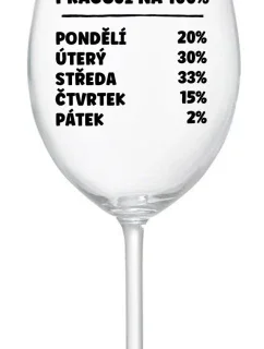 PRACUJI NA 100% - čirá sklenice na víno 350 ml