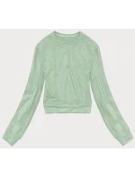 Tenká krátká dámská tepláková mikina v pistáciové barvě (8B938-39) Tenká krátká dámská tepláková mikina v pistáciové barvě (8B938-39)