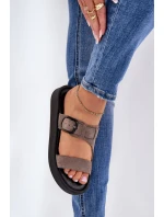 Dámské Semišové Pantofle Na Platformě Hnědé Zazoo 3024 Dámské Semišové Pantofle Na Platformě Hnědé Zazoo 3024