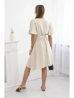 Šaty s vrstveným výstřihem IT-42 béžové - Kesi