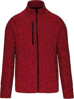 Kariban K 9106 Pánská melanžová pletená fleecová bunda 20.9106 red melange
