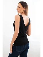 Dámská viskózová halenka bez rukávů s výstřihem do V černá