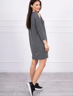 Šaty s 3D grafikou, grafitová krajka