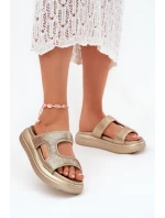 Zdobené Dámské Sandály Na Platformě Zlaté Jestella