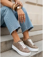 Dámské šněrovací tenisky na silné podrážce hnědé FashionStreet ZY1380