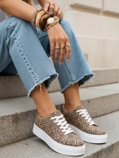 Dámské šněrovací tenisky na silné podrážce hnědé FashionStreet ZY1380