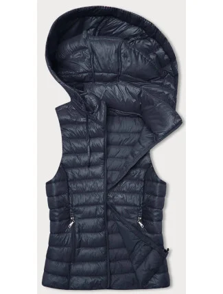 Tmavě modrá prošívaná vesta s kapucí (16M9138-215) Tmavě modrá prošívaná vesta s kapucí (16M9138-215)