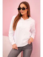 Dámská bavlněná mikina s kapucí a kapsami bílá