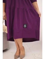 Dámská bavlněná sukýnka Plus Size s volány a ohrnutým rukávem tmavě fialová Dámská bavlněná sukýnka Plus Size s volány a ohrnutým rukávem tmavě fialová