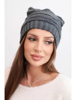 Dámská zimní čepice s klasickým žebrováním K439 grafitová