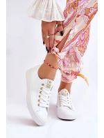 Dámské Klasické Tenisky Bílé a zlatá Ecoma Dámské Klasické Tenisky Bílé a zlatá Ecoma