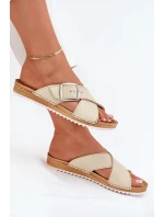 Dámské Kožené Sandály S Přezkou Béžové Inblu VO0004GU