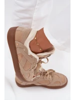 Dámské tenisky na platformě s vyteplením s kožešinou béžové Solvia