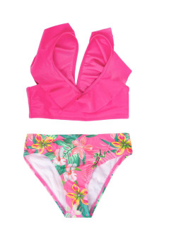 Yoclub Dívčí dvoudílný plavecký kostým LKD-0034G-A100 Pink