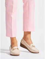 Designové  mokasíny dámské hnědé na klínku