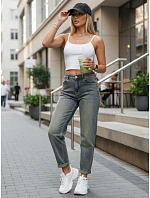 Dámské šedé džíny s vysokým pasem ve střihu mom fit FashionStreet UY3002