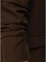 Dámské klasické sako s volánkovými rukávy čokoládové FashionStreet PY0138