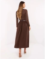 Elegantní hnědá maxi sukně v ozdobném provedení (19720)